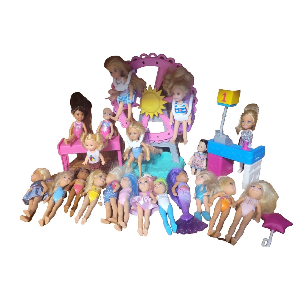 Mixed lot Chelsea Kelly Barbie Little sister dolls Ferris Wheel Park fun!